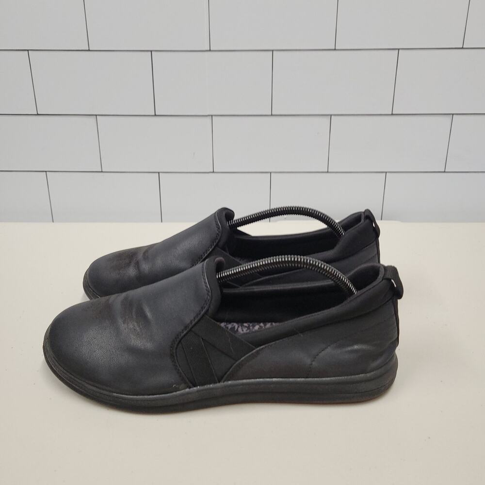 Clarks Cloudsteppers Women’s 11W Black Slip On Comfort Shoes Wide Loafers